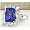 Image 2 : 5.88tw Natural Blue Tanzanite And Diamond Ring 18K Solid White Gold