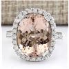 Image 1 : 9.47 CTW Natural Morganite And Diamond Ring In 18K White Gold