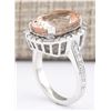 Image 3 : 9.47 CTW Natural Morganite And Diamond Ring In 18K White Gold