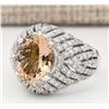 Image 2 : 5.38 CTW Natural Morganite And Diamond Ring In 18K White Gold