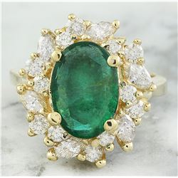 4.67 CTW Emerald 18K Yellow gold Diamond ring