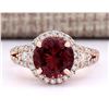 Image 1 : 3.49 CTW Natural Pink Tourmaline And Diamond Ring 18K Solid Rose Gold