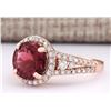 Image 2 : 3.49 CTW Natural Pink Tourmaline And Diamond Ring 18K Solid Rose Gold