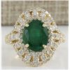Image 1 : 5.02 CTW Natural Emerald And Diamond Ring 18K Solid Yellow Gold