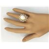 Image 4 : 5.70 CTW Natural Opal And Diamond Ring In 14k Yellow Gold