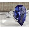 Image 2 : 3.39 CTW Natural Blue Tanzanite And Diamond Ring In 14K White Gold