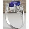 Image 3 : 3.39 CTW Natural Blue Tanzanite And Diamond Ring In 14K White Gold