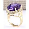 Image 3 : 19.00 CTW Natural Amethyst And Diamond Ring In 18K Solid Yellow Gold