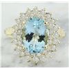 Image 1 : 6.10 CTW Aquamarine 18K Yellow Gold Diamond Ring