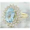Image 2 : 6.10 CTW Aquamarine 18K Yellow Gold Diamond Ring