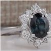 Image 2 : 2.76 CTW Natural Blue Sapphire Diamond Ring 18K Solid White Gold
