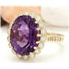 Image 2 : 13.19 CTW Natural Amethyst 14K Solid Yellow Gold Diamond Ring