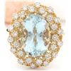 Image 1 : 6.40 CTW Natural Aquamarine 14K Solid Yellow Gold Diamond Ring