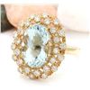Image 2 : 6.40 CTW Natural Aquamarine 14K Solid Yellow Gold Diamond Ring