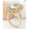 Image 4 : 6.40 CTW Natural Aquamarine 14K Solid Yellow Gold Diamond Ring