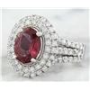 Image 2 : 4.00 CTW Tourmaline 18K White Gold Diamond Ring
