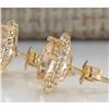 Image 2 : 3.65 CTW Natural Morganite And Diamond Earrings 18K Solid Yellow Gold