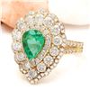 Image 2 : 3.90 CTW Natural Emerald 14K Solid Yellow Gold Diamond Ring