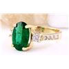 Image 2 : 4.60 CTW Natural Emerald 14K Solid Yellow Gold Diamond Ring