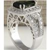 Image 3 : 4.72 CTW Natural Green Tourmaline And Diamond Ring 18K Solid White Gold