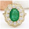 Image 1 : 4.48 CTW Natural Emerald 18K Solid Yellow Gold Diamond Ring