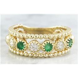 0.62 CTW Emerald 18K Yellow Gold Diamond Ring