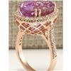 Image 3 : 17.68 CTW Natural Kunzite And Diamond Ring 14K Solid Rose Gold