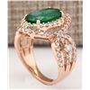 Image 3 : 5.25 CTW Natural Emerald And Diamond Ring In 18K Rose Gold