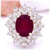 Image 1 : 6.30 CTW Natural Ruby 14K Solid Yellow Gold Diamond Ring