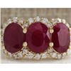 Image 1 : 6.82 CTW Natural Red Ruby And Diamond Ring 14K Solid Yellow Gold