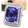 Image 2 : 21.58 CTW Natural Tanzanite 14K Solid White Gold Diamond Ring
