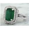 Image 2 : 2.50 CTW Emerald 18K White Gold Diamond Ring