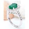 Image 4 : 3.70 CTW Natural Emerald 18K Solid White Gold Diamond Ring