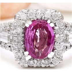 2.30 CTW Natural Sapphire 14K Solid White Gold Diamond Ring