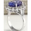 Image 4 : 8.65 CTW Natural Blue Tanzanite And Diamond Ring 14K Solid White Gold