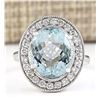 Image 1 : 6.98 CTW Natural Aquamarine And Diamond Ring In 18K Solid White Gold