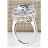 Image 3 : 6.98 CTW Natural Aquamarine And Diamond Ring In 18K Solid White Gold