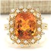 Image 1 : 6.39 CTW Natural Madeira Citrine And Diamond Ring 18K Solid Yellow Gold