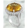 Image 3 : 18.40 CTW Citrine 14K White Gold Diamond ring