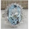 Image 1 : 9.04 CTW Natural Aquamarine And Diamond Ring In 18K Solid White Gold