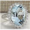 Image 2 : 9.04 CTW Natural Aquamarine And Diamond Ring In 18K Solid White Gold