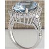 Image 3 : 9.04 CTW Natural Aquamarine And Diamond Ring In 18K Solid White Gold