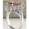 Image 3 : 6.16 CTW Natural Peach Morganite And Diamond Ring In 18K Solid White Gold