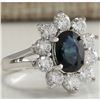 Image 2 : 2.83 CTW Natural Blue Sapphire Diamond Ring 18K Solid White Gold