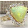 Image 2 : 4.77 CTW Natural Opal And Diamond Ring In 14K Solid Yellow Gold