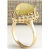 Image 3 : 4.77 CTW Natural Opal And Diamond Ring In 14K Solid Yellow Gold