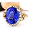 Image 2 : 15.03 CTW Natural Tanzanite 18K Solid Yellow Gold Diamond Ring