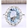 Image 1 : 7.01 CTW Natural Aquamarine And Diamond Ring In 18K White Gold