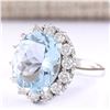 Image 2 : 7.01 CTW Natural Aquamarine And Diamond Ring In 18K White Gold