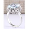 Image 3 : 7.01 CTW Natural Aquamarine And Diamond Ring In 18K White Gold